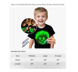 Brand new 100% Cotton Glow in The Dark Shirt for Kids