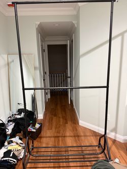 Black Metal Double Rod Clothing Rack