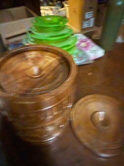 Nesting wood carved canisters