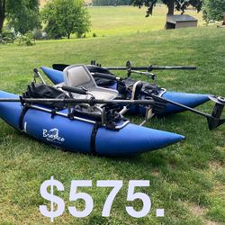 Bronco Pontoon Boat, Oars, Motor, Fly Pole