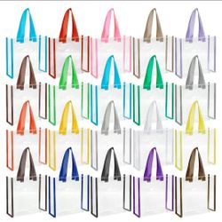 Saintrygo 20 Pack Clear PVC Tote Bags Bulk 12 x 12 x 6 inch,Classic Color