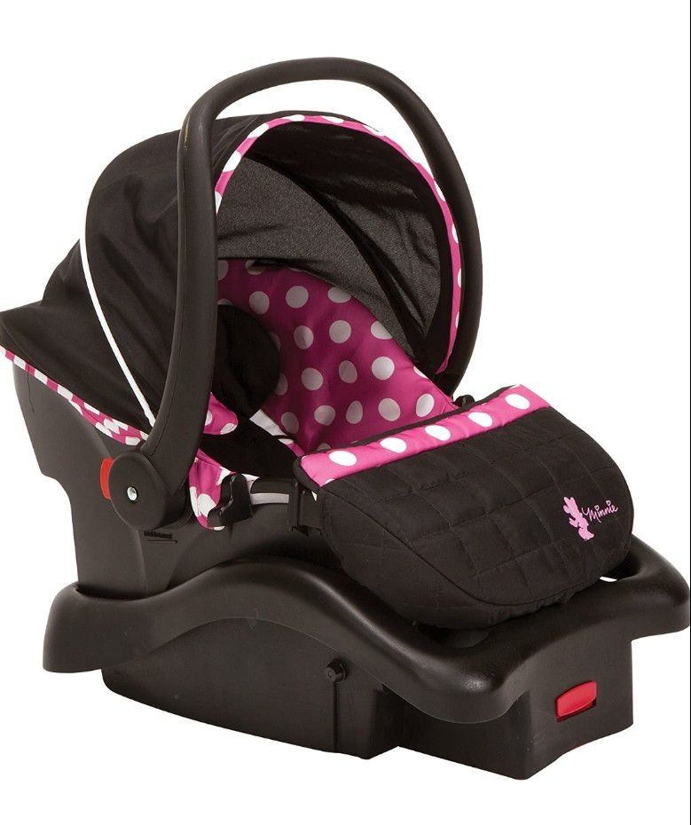 New Disney Baby Minnie Mouse Luxe Adjustable Infant Car Seat, For infants 4 – 22 pounds, Minnie Mouse Silhouette 


