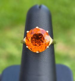 Jewelry 10k yellow gold 2.00CTW orange sapphire round cut Ring sz 5.75