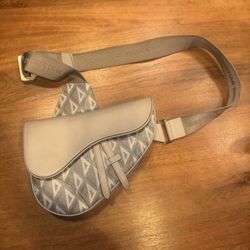 Saddle Crossbody Bag Christian Dior Diamond Coated Canvas and Leather