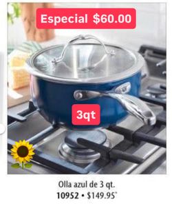 Sartencito de 3qt Especial $60.00  Nueva Línea 3 Capas Encausoladolo Azul Cosina Atoles Avenas Salsas Te