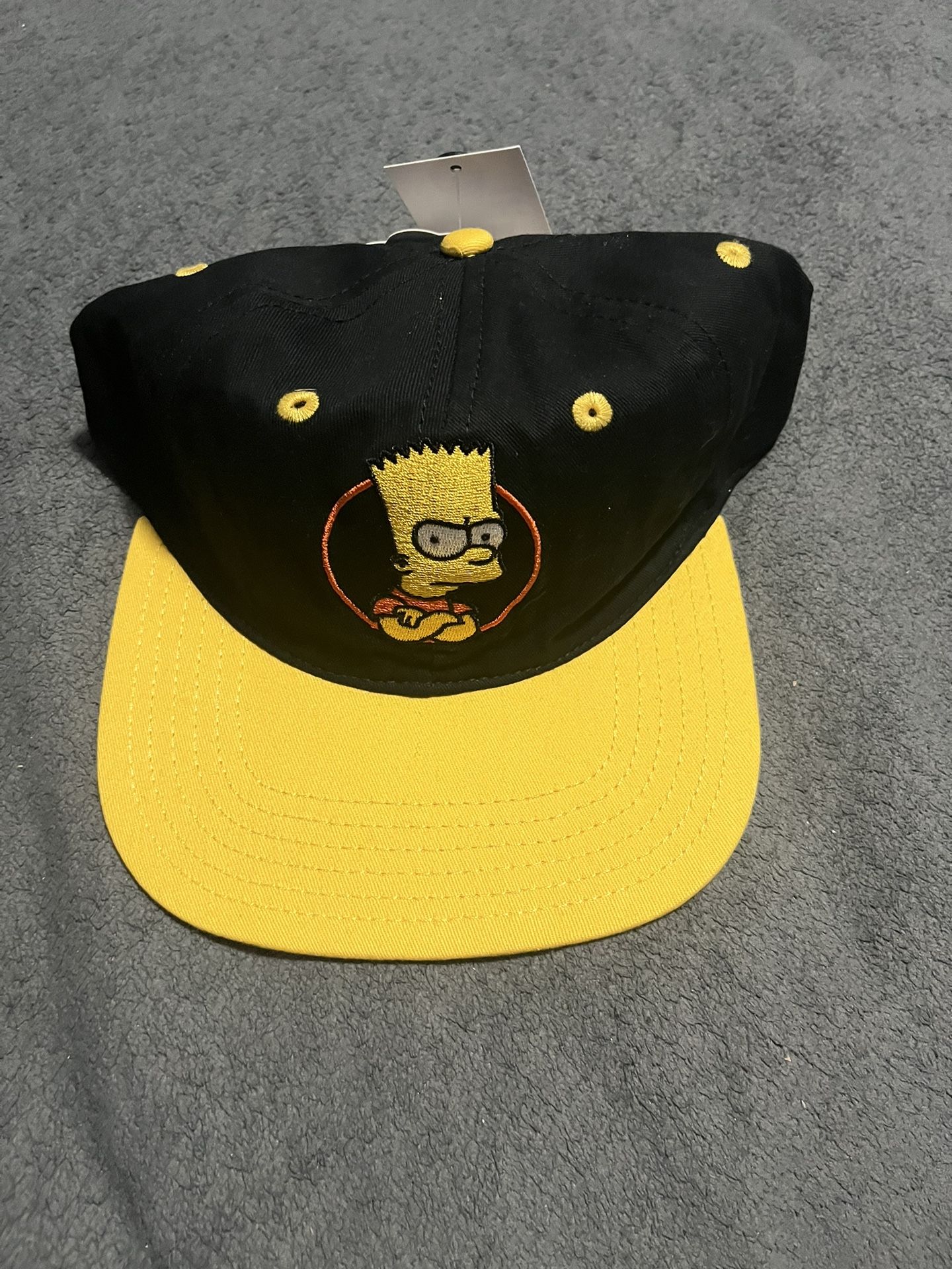 Angry Bart Simpson Ballcap Black w/ Yellow  Adj Snapback Hat - The Simpsons