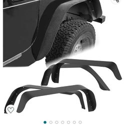 YITAMOTOR Flat Front & Rear Fender Flares Compatible with 1(contact info removed) Jeep Wrangler TJ, 4 PCS Off-Road Steel Wheel Flares Set


