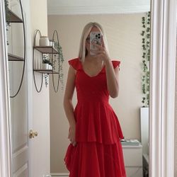 Prom Dress - Beautiful Long Red Dress Size Small 