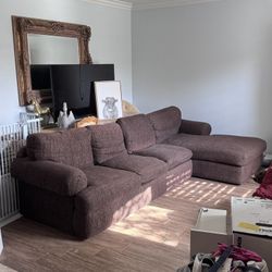 Beautiful Big Brown Family L Shaped Couch