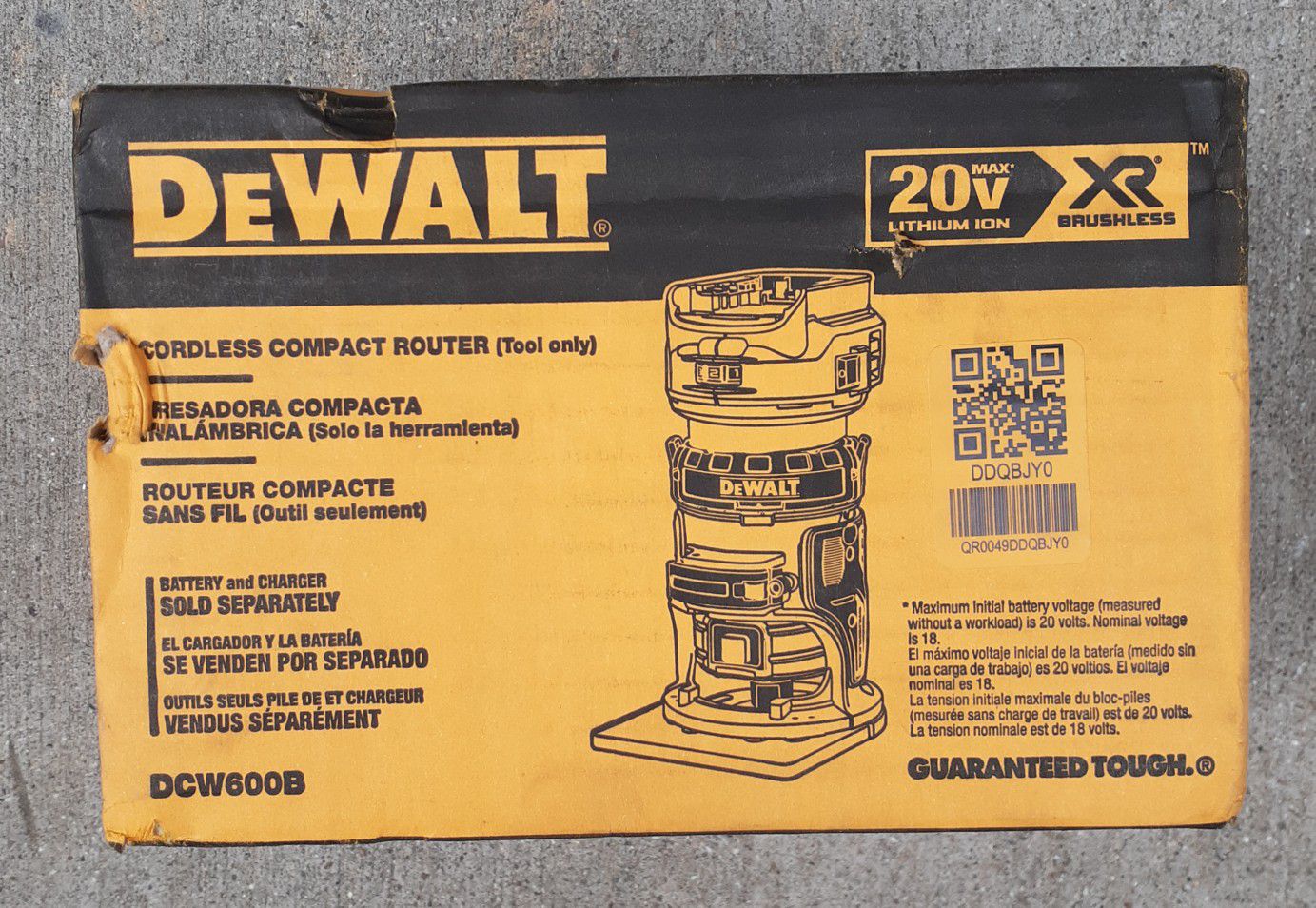 New Dewalt 20v Max XR Cordless Router,Brushless, Tool only