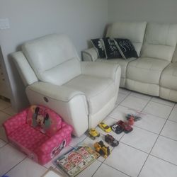Free White Leather Couch Matching Chair Excellent Condition