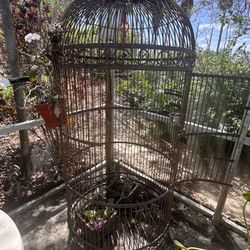 Large Vintage Wrought Iron Birdcage – Decorative Garden/Patio Piece
