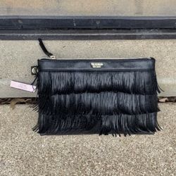 Victoria's Secret Black On The Fringe Night Out Clutch/Cosmetic Bag