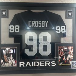 Maxx Crosby Framed Autographed Jersey Beckett Authentication Fire♠️