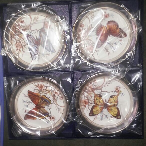 Vintage Sheridan Silver Butterfly Coasters