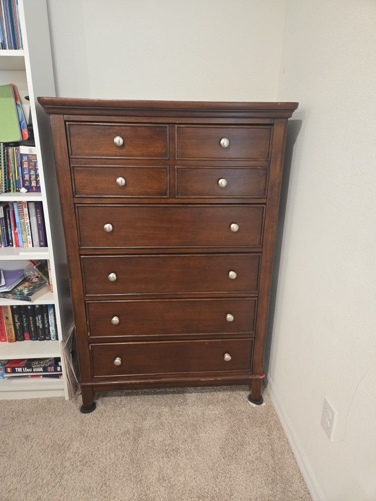 Tall Real Wood Dresser Felt Inside Drawers