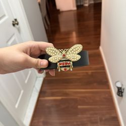 Black Belt with Gold and Red Bee Design