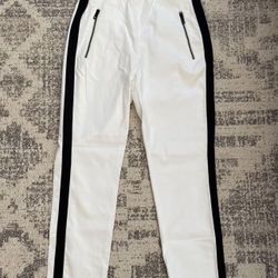 NWT Rag & Bone Pants Simone White Ankle High Rise Zipper Side Stripe Size 10