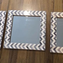 Set of 3 Chevron Inlay Mirrors Heavyweight Bed Bath & Beyond 