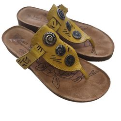 Josef Seibel European Comfort  Leather Medallion Thong Wedge Sandals Size 39(8)