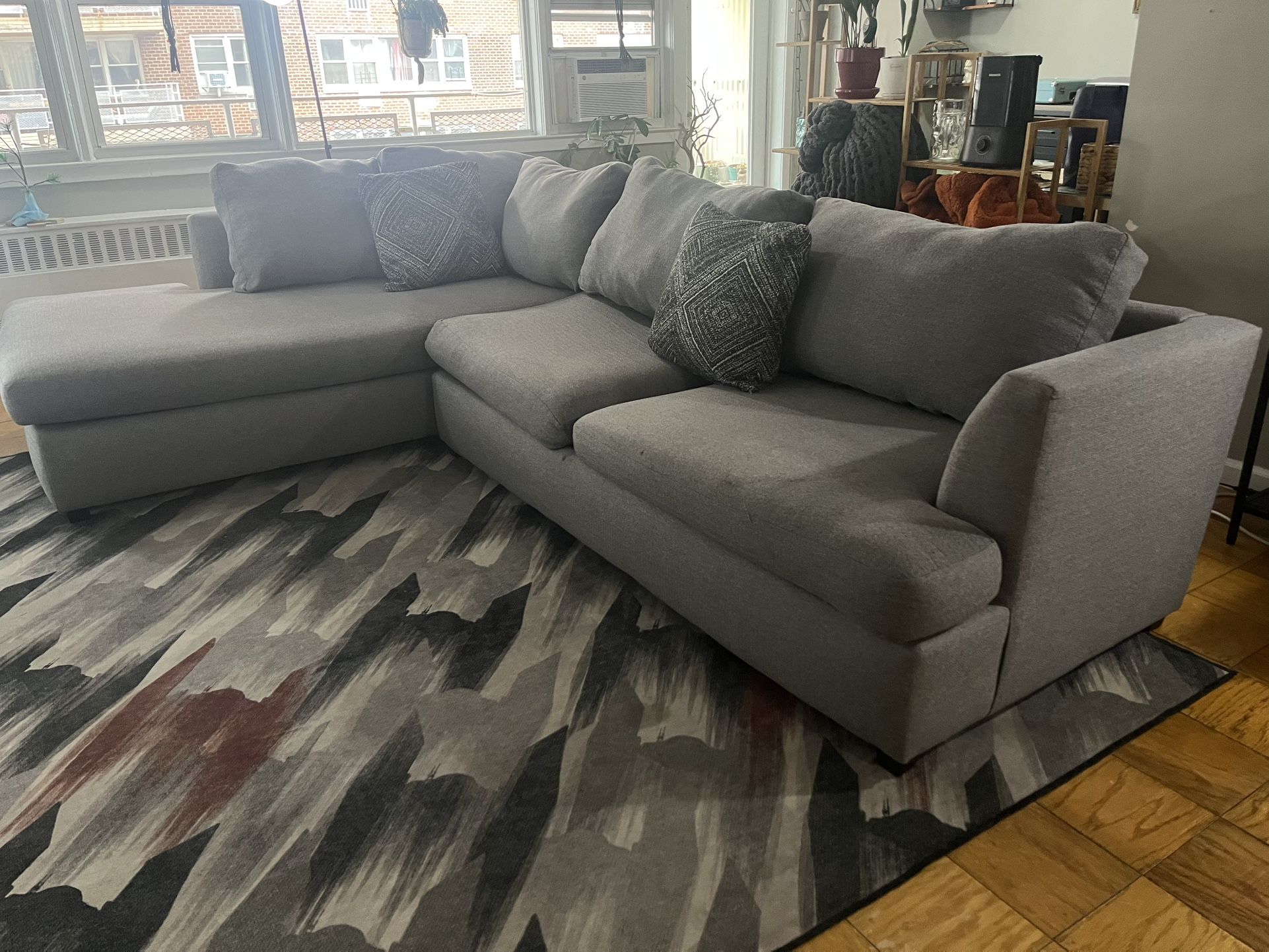 125” Gray Sectional Sofa