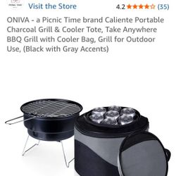Portable CHARCOAL BBQ Grill & Cooler Tote