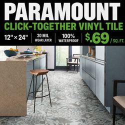 Click Water proof 12x24 vinyl tile w/pad at $.69/square ft - Smartcore Pro Paramount