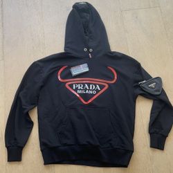 Prada black hoodie men s sweater sweatshirt sleeve wallet zip up coin holder. for Sale in Los Angeles CA OfferUp