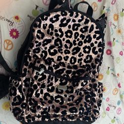 School Backpack Brand Justice Tow Side Pockets Fur Ball Keychain