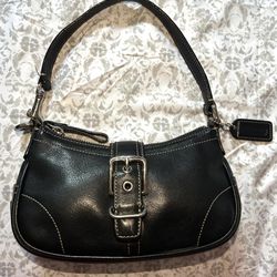Vintage Shoulder Coach Black Leather Purse