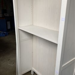 White Distressed Wood Shelving Unit With Four Shelves