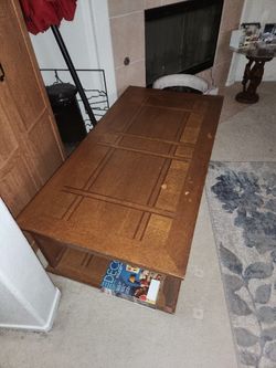 Antique Wooden EXTREAMLY HEAVY Table! Liftable Top! 54x28