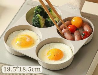 CAROTE Fried Egg Frying Pan with Dividers, Induction Compatible, 4-Hole Round Frying Pan