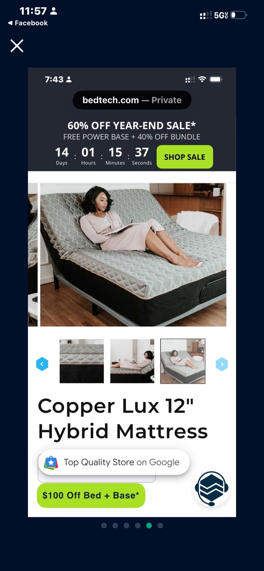 Queen Size Wireless Split Head Queen Top Of Line Adjustable Bedframe Package With Mattress Copper Lux Hybrid