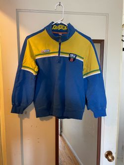 Classic retro style! PEPCO Peppa Pig children's half-zip hooded jacket in 150 cm size, sporty color-blocked coat Racing style blue and yellow color-bl