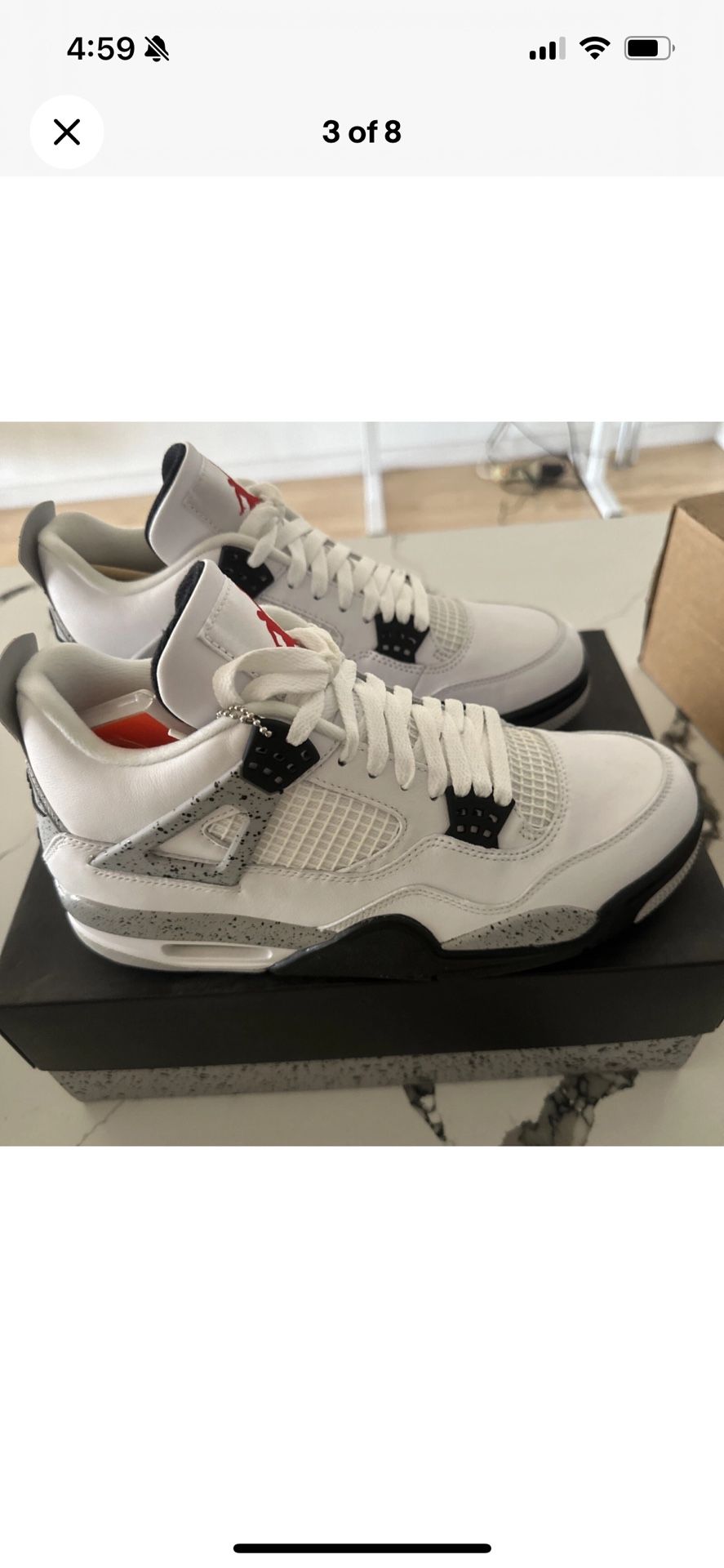 Nike Air Jordan IV White Cement 2016 Sz 9.5
