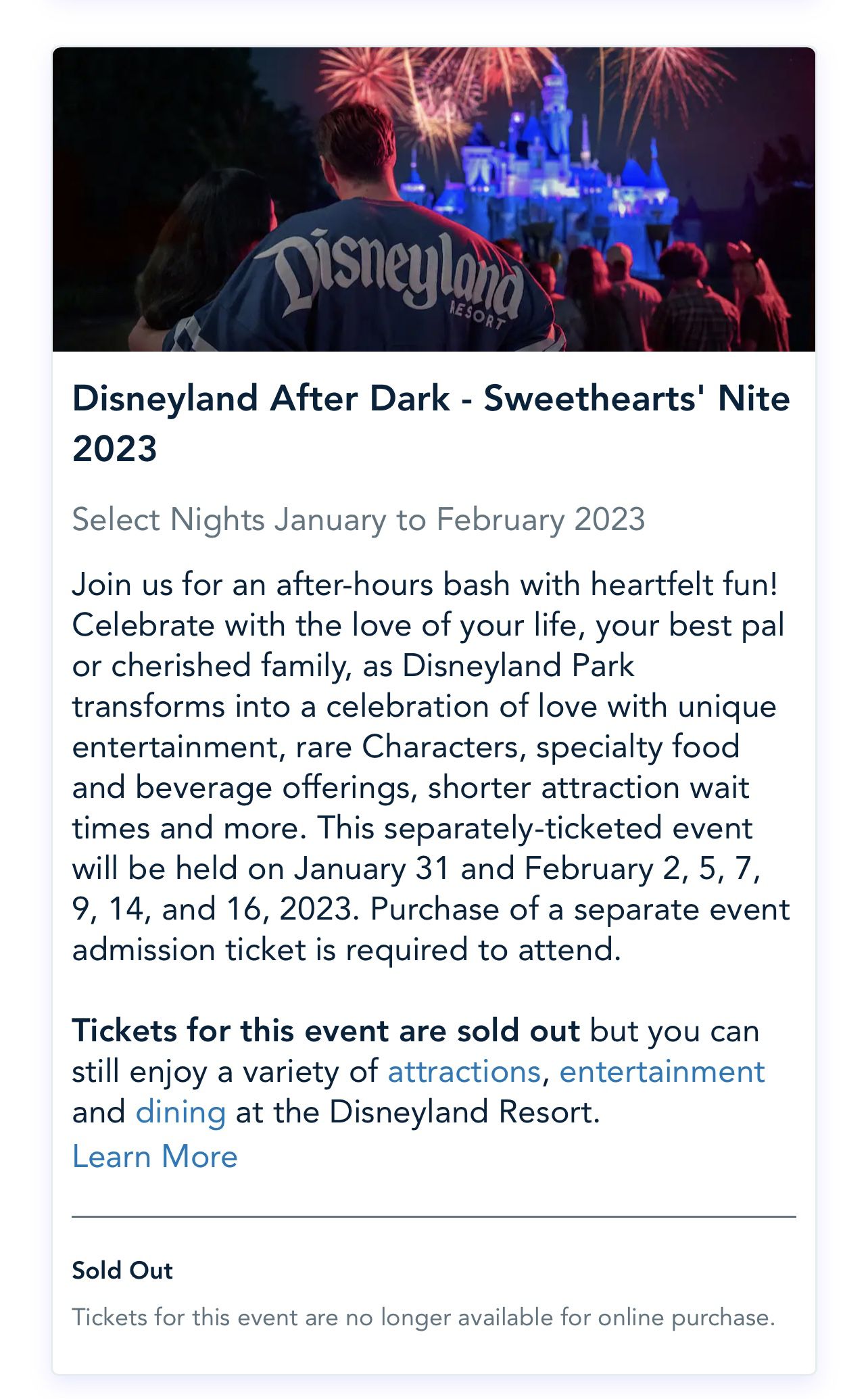 Disneyland (sweat Hearts Night)