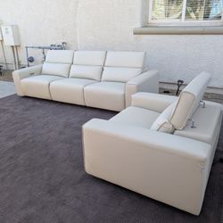 Brand New Povison Wall-Hugger Power Reclining Set - Top-Grain Leather.