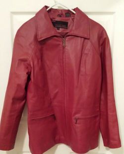 Red leather coat