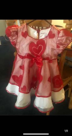 Princess Valentines Heart Toddler Dress Size 3t With 5 Puff Out Bottom Layers