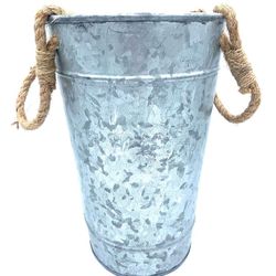 Metal Bucket with "Happy Harvest” 10” Tall And 9 1/2” Wide Rope Handle. NEW