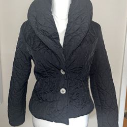 Black SHEIN SXY Puff Jacket w/Rhinestone Buttons Size Medium NWT