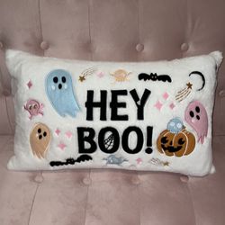 Viral Hey Boo Pastel Halloween Pillow 