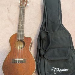 2 High Quality Ukuleles w/Cases Mahogany/Spalted Maple (OHANA CK-20CE) (ISLANDER MAC-4)