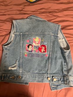 Vintage  Disney Princesses Denim Vest medium youth