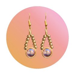 Light Pink & Gold Dangle Earrings 