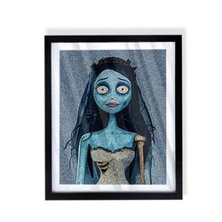 tim burton corpse bride custom art piece on black frame