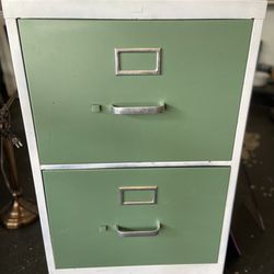 2 Drawer File Cabinet - Green And White