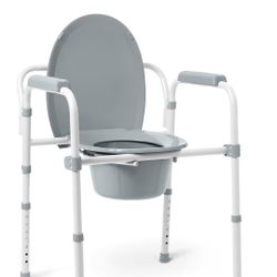 Medical Equipment Guardian g1-200x4 Steel 3-in-1 Folding Commode, Toilet, Includes Seat with Lid, Bucket, Armrests, and Splashguard