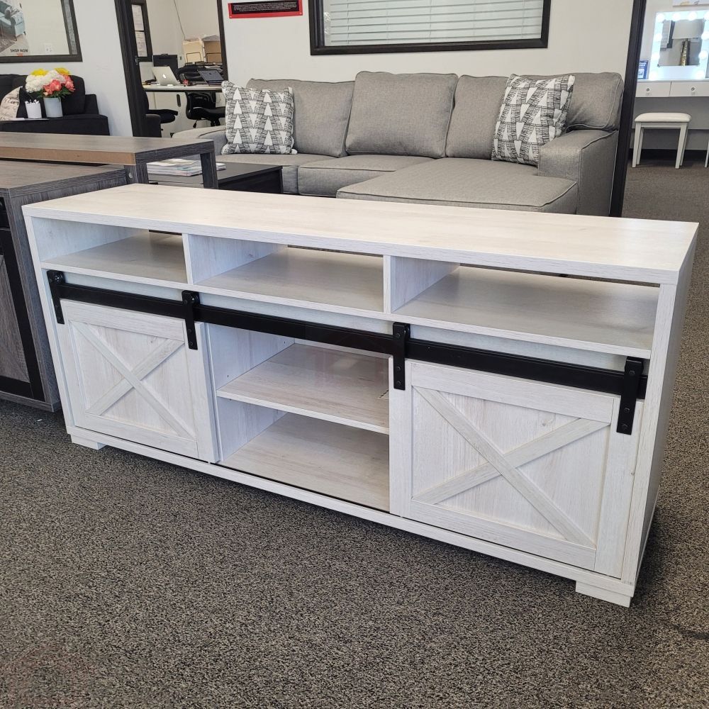 NEW TV STAND UP TO 80 INCH TVS WHITE OAK COLOR SKU#ID202848TC